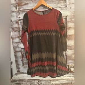 Bellamie Red and Black Patterned Tunic